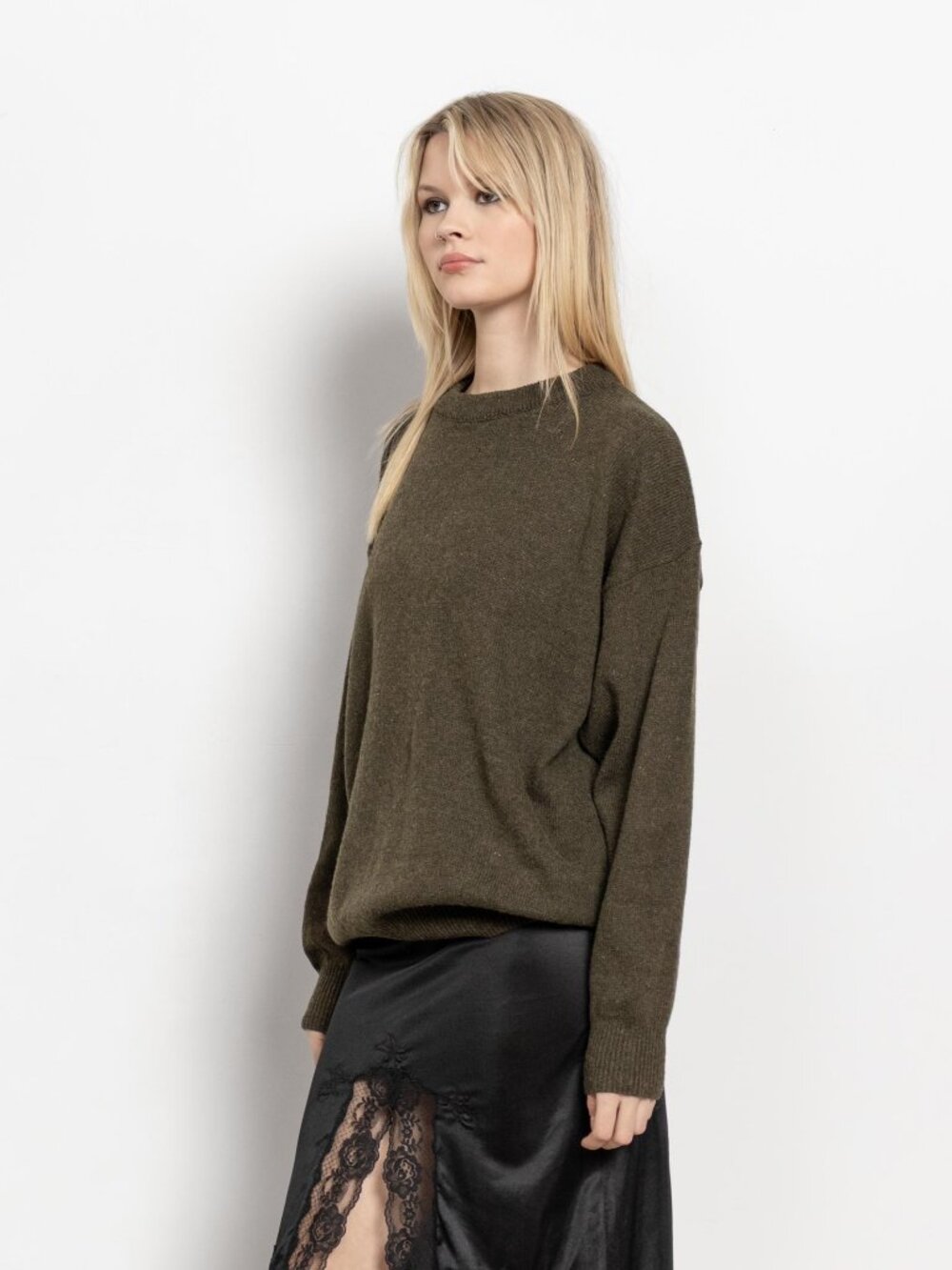 GREEN WOOL SWEATER Vintage Knit Pullover Jumper Oversize / Medium